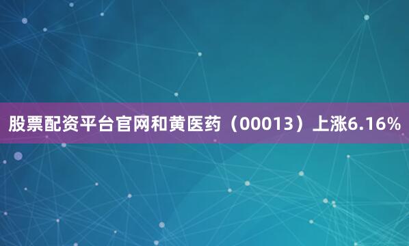 股票配资平台官网和黄医药（00013）上涨6.16%
