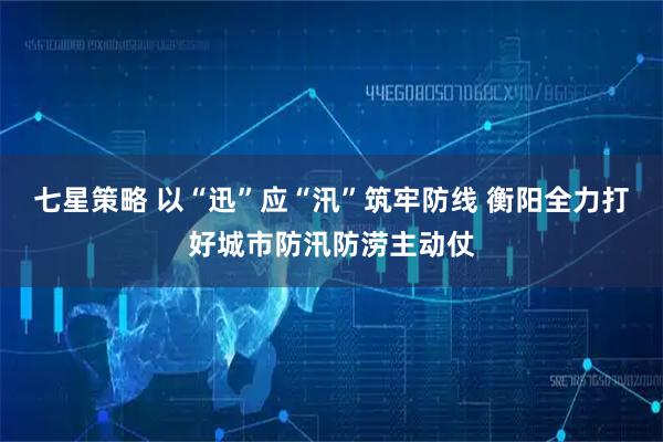 七星策略 以“迅”应“汛”筑牢防线 衡阳全力打好城市防汛防涝主动仗