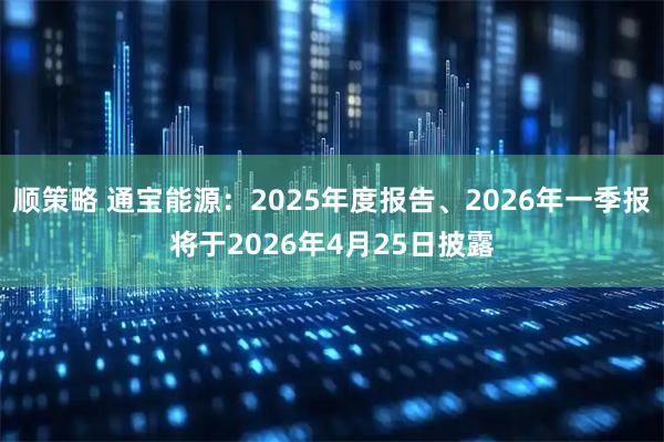 顺策略 通宝能源：2025年度报告、2026年一季报将于2026年4月25日披露